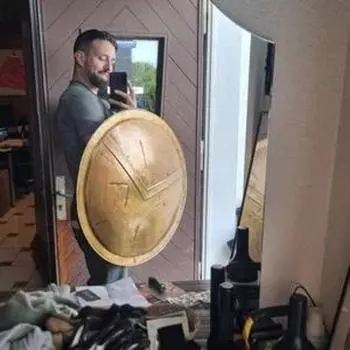 Спартанский щит из фильма «300 спартанцев» | Мягкая сталь 18 калибра | Вдохновлено средневековым царем Леонидом | Косплей и демонстрация | Историческая реплика