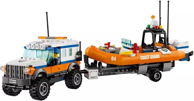 Спасательная морская лодка и полноприводный транспортер LEGO City 60165
