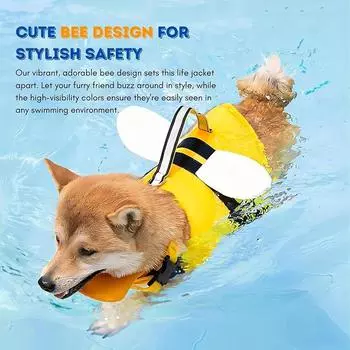 Спасательный жилет для собак с милым дизайном пчелы, спасательная шлейка для домашних животных, светоотражающая спасательная ручка с креплением для поводка XS зелёный