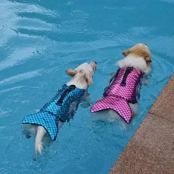 Спасательный жилет русалки, модный купальный костюм, одежда для больших, средних и маленьких собак S синий