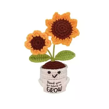 Спасибо, что помогаете мне выращивать крючком подсолнух, две куклы, позитивная милая позитивная энергия с эмоциональной поддержкой. One Size белый