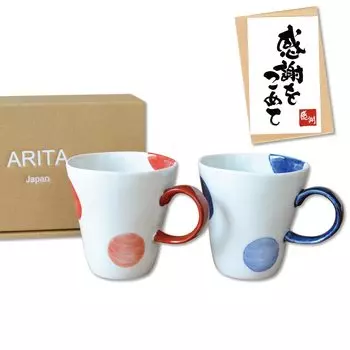 Спасибо кружка с благодарственной открыткой Arita микроволновая печь Nisai Maru подарочная коробка, подарок, подарок, выход на пенсию, повышение по службе, перевод, выпускной, вы, включено, пара,