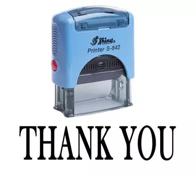 СПАСИБО Самоклеящаяся резиновая печать на заказ Блестящая офисная стационарная печать Impression Area 14 mm x 38 mm чёрный