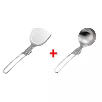 Spatula Shovel Ladle Tableware Stainless Steel Camping Cooking Utensils Foldable Lightweight Dinnerware Hiking Bushcraft Gadgets