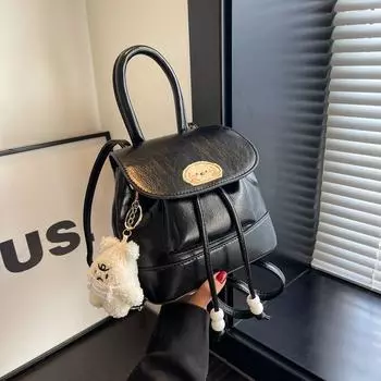 Special-Interest Design Bag Women s 2025 New Arrival Autumn and Winter Wild Small Backpack Accessible Luxury Classy Sentong Qin Backpack Black with pendant
