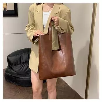 Special-Interest Design Retro Tote Bag Women s Shoulder Bag Commuter Bag Large Capacity Underarm Bag Big Handbag Shopping Bag Brown