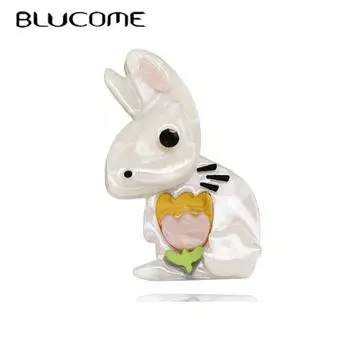 Специальная акриловая брошь с рисунком животного в форме кролика в стиле аниме для женщин и детей, платье, шляпа, булавка для хиджаба белый