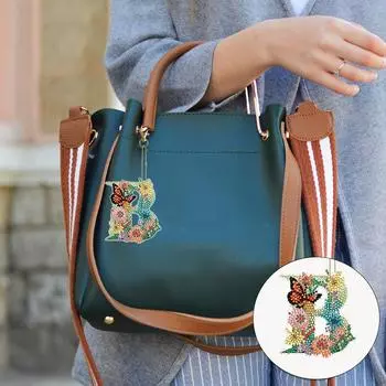 Специальная форма DIY Алмазная картина брелок сумка орнамент буквы AZ Алмазная вышивка крестом Алмазный брелок кулон