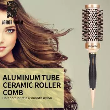 Специальная круглая вращающаяся щетка, расческа для прямых волос, щетка из кабаньей щетины, кисть для завивки волос, парикмахерский инструмент для укладки