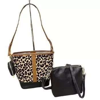 Специальная распродажа кожаная женская сумка с леопардовым принтом через плечо сумка-ведро интернет-знаменитость универсальная сумка для матери и ребенка чёрный