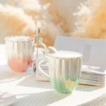 Специальная жемчужная блестящая кружка, кофейная чашка, керамическая чашка для воды, кофейная чашка, чашка для молока, чашка для завтрака зелёный