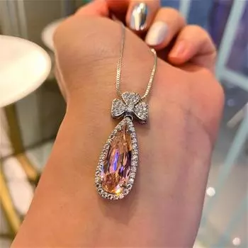 Специально для Y081 модный розовый бриллиантовый кулон, прямая трансляция в форме груши, мода