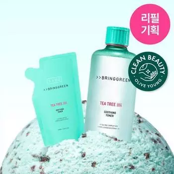 [Специальное предложение] Bring Green Tea Tree Cica Успокаивающий тоник, 500 мл + 200 сменных картриджей (Баскин Коллаборация) Toner 500ml + 200 refill plan
