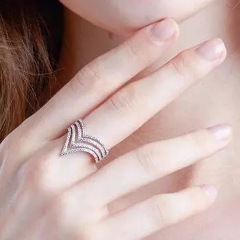 Специальные кольца из стерлингового серебра 925 пробы для вечеринок для женщин, штабелируемые градиентные острые стрелки, микро-паве, кристалл Cz, аксессуары, ювелирные изделия 7