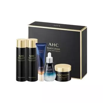 Специальный набор для ухода за кожей AHC Black Caviar (Тоник + Лосьон + Крем + Ампула + Крем для глаз) 1SET