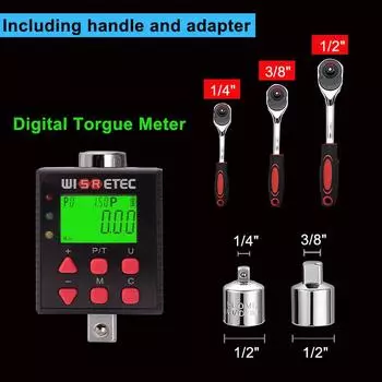 Специальный высокоточный цифровой измеритель крутящего момента с высоким крутящим моментом 0,1-1500 Н.м. Динамометрический ключ с адаптером для ручки. Тестовый крутящий момент.
