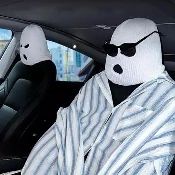 Специальный забавный чехол для сиденья с 3 отверстиями, полнолицевая Балаклава, маска для лыж, мотоциклетная зимняя шапка, шлем, велосипедная полнолицевая маска для Tesla чёрный