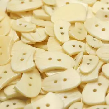 Special-Shaped Resin Two-Eye Buttons Women S Cardigan Jacket Buttons Sweater Double-Sided Nylon Coat Clothing Buckles 1 #[20mm TM two-eye sickle beige]