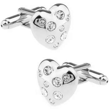 Специализированный магазин запонок CUFF Серебряные запонки Heart Crystal Запонки Запонки n00193 серебряный
