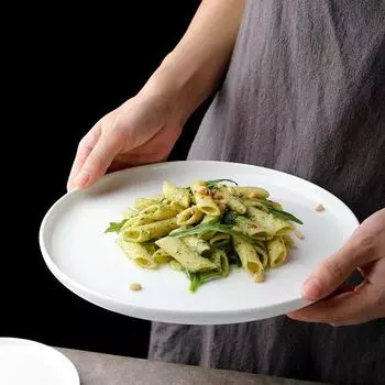 Specialty Ceramic Dinner Plates Creative Pasta Steak Sushi Plate Restaurant Simple Round Solid Color Tableware Snack Dessert Pan