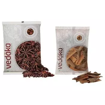 Специи звездчатый анис Vedaka, 100 г и бренд Amazon - цельная кассия Vedaka, кора корицы, 100 г
