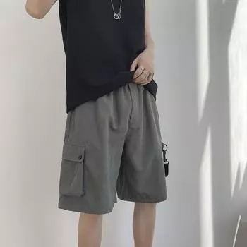 Спецодежда, брюки, мужские летние свободные повседневные брюки, верхняя одежда, шорты, модные спортивные брюки S чёрный