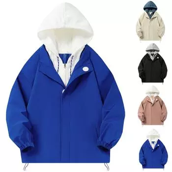 Спецодежда Куртка Мужская с капюшоном на молнии Модная повседневная мужская одежда XL бежевый