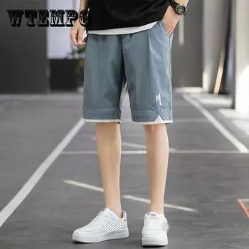 Спецодежда, повседневные шорты, мужские летние спортивные брюки с пятью точками для бега, тонкие брюки, трендовые шорты из ледяного шелка большого размера XXXXXXL