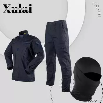 Спецодежда Ribstop Костюм Темно-синяя блузка Брюки Комплект Униформа безопасности полицейской охраны с балаклавой XS