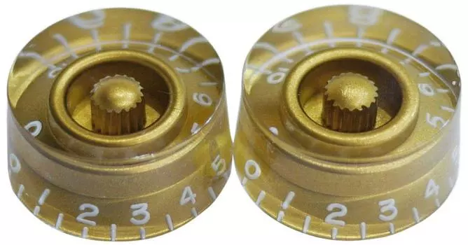 Speed knob with embossed letters for Gibson set of mm made in Japan [GP FACTORY] guitars, gold, 2, size, GPF-KP-ESPD-GLD-2P