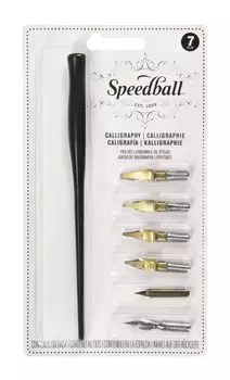 Speedball 1 ручка 4 2 7 шт. черный набор каллиграфических ручек держатель, перья, перья, набор, чёрный