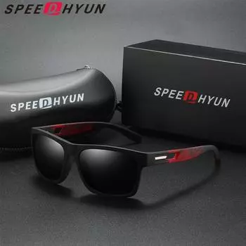 SPEEDHYUN Ultra Light Polarized Sunglasses with Retro Matte Black Frame чёрный/красный