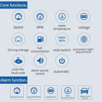 Speedometer M13 HUD Car Head Up Display Digital Alarm Set GPS Compass Clock Speed Meter Windshield Projector Universal чёрный