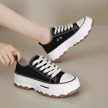 Speedy 2024 Классические Белые Кроссовки Женские Кроссовки Однотонные Повседневные Туфли На Платформе со Шнуровкой Для Женщин 36 белый