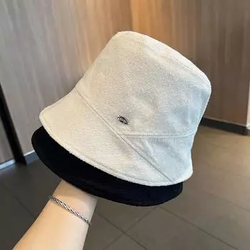 Спереди длинная сзади короткая шляпа-ведро женская осень и зима простая шляпа-ведро закрывающая лицо модная короткая шляпа-тазик 54-58cm чёрный