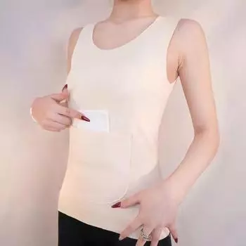 Спереди и сзади двойной карман осенне-зимний немецкий бархатный бесшовный теплый жилет для женщин с карманом на поясе термобелье M розовый