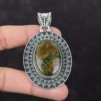 Спессартин Гранат В Известняке Кулон Старинный Кулон Ручной Работы Стерлингового Серебра 925 Кулон Ювелирные Изделия Из Драгоценных Камней Для Подарка Ювелирные Изделия Новейшего Дизайна