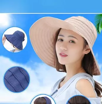 Spf 50 + Женская козырек Портативная большая шляпа-ведро, тонкая складная пустая верхняя часть adjustable розы красного