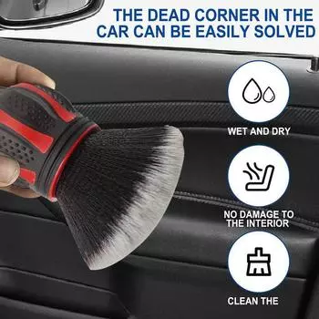 Spherical Soft Brush Multifunctional Air Conditioning Brush Brush Vent Interior Multifunctional Detail Car Cleaning Y1H4 красный