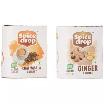 Spice Drop Chai Masala Пряный чайный комбо | Имбирь (Адрак), Чай Масала (Чай Масала)| 1 флакон 180 капель | Ароматизаторы 360 чашек | 5 мл x 2 упаковки