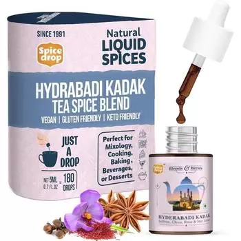 Spice Drop Hyderabadi Kadak Chai Masala Extract | Содержит розу, шафран и гвоздику | Ароматизаторы 180 чашек | 5 мл эквивалентны 125 граммам порошка | Tea Masala Drops