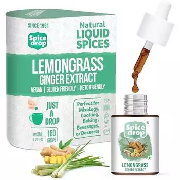 Spice Drop Lemongrass Ginger Natural Extract | Лучше всего подходит для травяного чая, супов, коктейлей и напитков | Капнуть и размешать | Не содержит ГМО | 5 мл