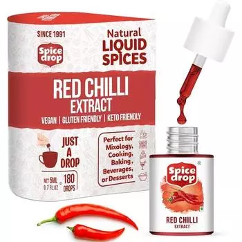Spice Drop Red Chillies Lal Mirch Extract | 100% натуральный | Для карри и продуктов | Натуральный травяной экстракт | 5 мл (180 капель)