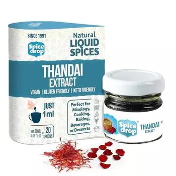 Spice Drop Thandai Natural Extract | для напитков, коктейлей, ласси | Бесплатная ложка 1 мл | Веганский | 100% натуральный | 20 мл (Рассчитано на 20-22 стакана.)