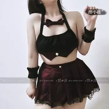 Spice girl jk плиссированная юбка с запахом на бедрах милый кампус униформа костюм маленькая грудь чистое желание полая сексуальная привлекательность сексуальное нижнее белье F