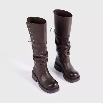 Spice Girl Street Versatile Commuter Fashion Boots Women s New Wasteland Wind Folded Muffin Thick-bottomed Stacking Boots 35