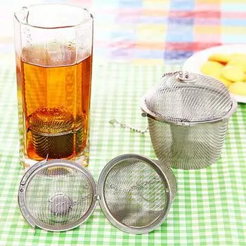 Spice Seasoning Bag Tea Strainer With Lid Filter Sachet Chain Stainless Steel Mesh Ball Tea Coffee Filter Basket Infuser Tools S