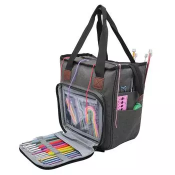 Спицы для вязания Швейные принадлежности Сумки для хранения пряжи Сумка для шитья Органайзер для пряжи Сумка для швейных игл Большая вместимость Grey серый