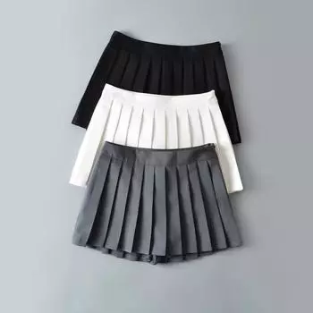 Spicy Girl Anti Revealing Half Юбка Модная женская одежда 2025 Новая плиссированная короткая юбка с высокой талией Модная плиссированная юбка XS белый