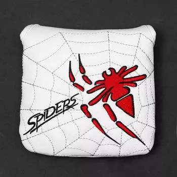 Spider Embroidery Golf Club Square Mallet Putter Head Cover Magnetic White